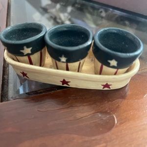 Red white and blue mini flower pots